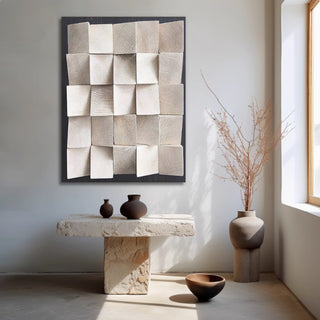 3D Abstract Blocks Wall Art | Neutral Wood Blocks | Serene Home Accent