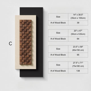 3D Layered Vertical Contemporary Wall Art | Black Frame with Woven Natural Wood