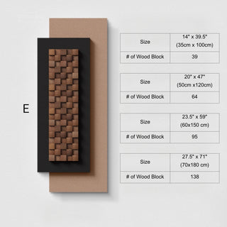 3D Layered Vertical Contemporary Wall Art | Black Frame with Woven Natural Wood