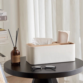 Champagne Gold Mirrored Decorative Tray | White & Chanterelle Leather Organizer
