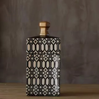 Decorative Storage Canisters | Black & White Geometric with Gold Lids | Modern & Chic Accent Decor
