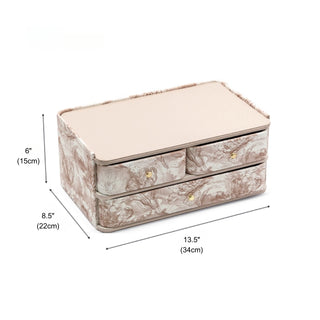 Elegant Cream Tan Floral Patterned Leather Desktop Organizer