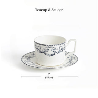 Farmhouse French Blue Hydrangea Pattern Tea & Dessert Set | Classic Blue & White Floral Dinnerware