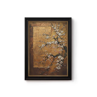 Hand-Painted Traditional Blossom Tree Spring Bloom Wall Art | Classic Black Framed