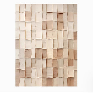 Hand-painted 3D Textured Impasto Geometric Wall Art | Mixed Neutral Tones & Accent | Modern Abstract Blocks
