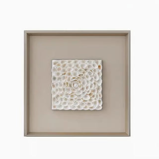 Handcrafted 3D Natural Shell Mosaic Art |Coastal Inspired Elegant Square Framed Shell Wall Art