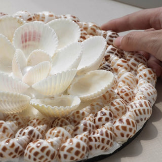 Handcrafted 3D Natural Shell Mosaic Art |Coastal Inspired Elegant Square Framed Shell Wall Art