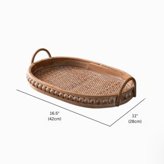 Handwoven Nesting Oval Woven Trays | Natural Rattan awith Handles | Versatile Rustic Serving