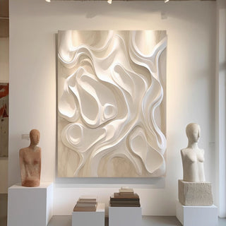 Luxury 3D White Wave Wall Art | Textured Sculptural Design | Gallery Style Home Decor