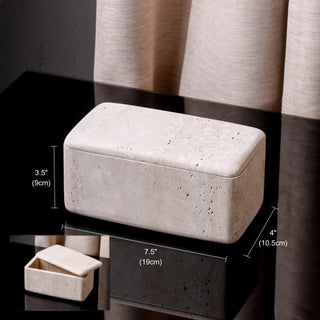 Luxury Bathroom Counter Beige Travertine Stone Organizer Set | Spa-Inspired Toiletries Tray, Liquid Soap Dispenser & Tumbler Set