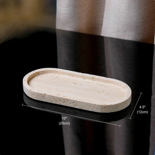 Luxury Bathroom Counter Beige Travertine Stone Organizer Set | Spa-Inspired Toiletries Tray, Liquid Soap Dispenser & Tumbler Set