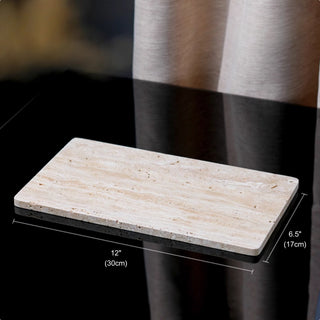 Luxury Bathroom Counter Beige Travertine Stone Organizer Set | Spa-Inspired Toiletries Tray, Liquid Soap Dispenser & Tumbler Set
