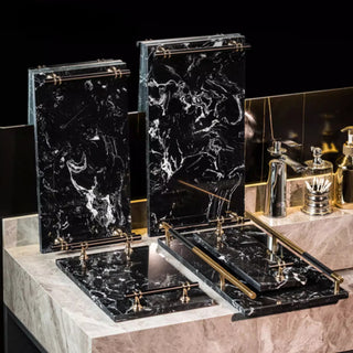 Luxury Black Marble Decorative Tray | for Perfume, Jewelry, or Candle Display