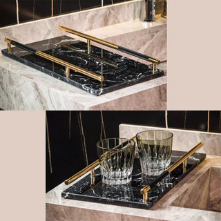 Luxury Black Marble Decorative Tray | for Perfume, Jewelry, or Candle Display