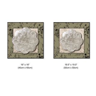 Luxury Elegant 3D Handcrafted White Shell Mother of Pearl Bloom Rosette Sculpted Wall Decor | Black Framed