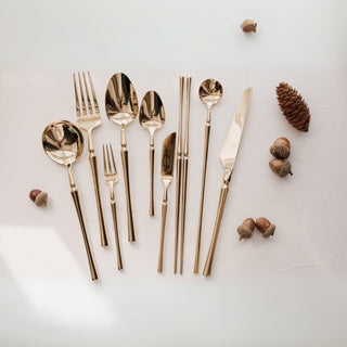 Luxury Gold Finish Cutlery Set | Modern Stainless Steel Flatware for Elegant Dining