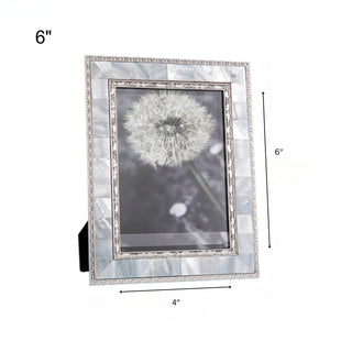 Luxury Mother of Pearl Inlay Photo Frame | Elegant Silver Edge