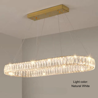 Luxury Sparkling Oval 3-side Crystal Chandelier | Luxury Dining Pendant Lighting