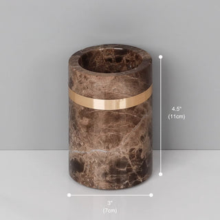 Luxury Premium Natural Brown Marble Bathroom Vanity Set Organizer | Spa Style Accessories