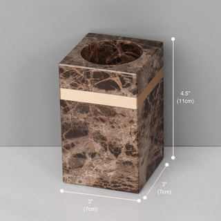 Luxury Premium Natural Brown Marble Bathroom Vanity Set Organizer | Spa Style Accessories