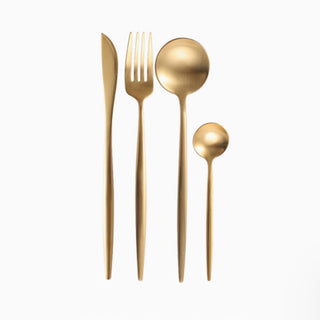 Matte Gold / Silver Dining Utensils Set of 4 | Elegant Chic Forks, Knives, Spoons Set