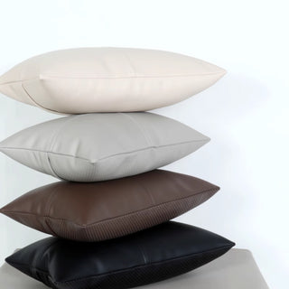Premium PU Leather Accent Pillow | Contemporary Sofa Cushion | Easy Clean Design