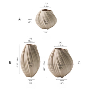 Sculptural Spiral Textured Vase | Organic Form Decorative Vessel | Neutral Beige Décor
