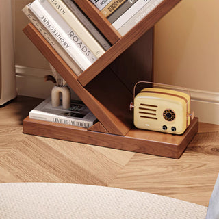 V-Shaped Wooden Tree Bookshelf | Modern Wood Branch Design Bookcase for Living Room, Office & Study