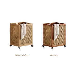 Woven Rattan Rolling Hamper | Natural Wicker with Lid | Rustic & Functional Laundry Storage